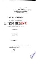 Les étudiants des régions comprises dans la nation germanique à l'université de Louvain