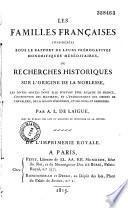 Les Familles françaises considérées sous le rapport de leurs prérogatives honorifiques héréditaires,