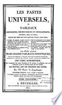 Les fastes universels, ou Tableaux historiques, chronologiques et géographiques, contenant, siècle par siècle, depuis les tems les plus reculés jusqu'a nos jours: [...] avec atlas, contenant trois grands tableaux synoptiques, servant de sommaire à l'ouvrage, suivis de 42 tableaux paticuliers, indiquant la marche des siècles; chaque volume est terminé par une table alphabétique,... un nouvel art de vérifier les dates