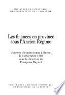 Les finances en province sous l'Ancien Régime