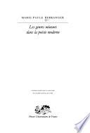 Les genres mineurs dans la poésie moderne