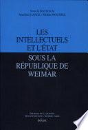 Les Intellectuels et l'Europe sous la République de Weimar