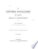 Les lettres françaises en Alsace depuis la restauration