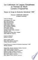 Les Littératures de Langues Européennes Au Tournant Du Siècle, Lectures D'aujourd'hui