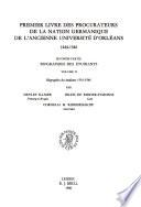 Les Livres des procurateurs de la nation germanique de l'ancienne Université d'Orléans, 1444-1602