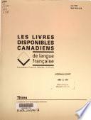 Les Livres disponibles canadiens de langue française