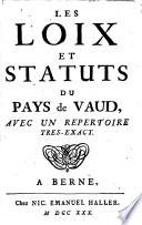 Les loix et statuts du Pays de Vaud