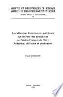 Les mémoires historiques et politiques sur les Pays-Bas autrichiens de Patrice-François de Neny