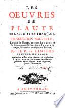 Les oeuvres de Plaute en latin et en françois