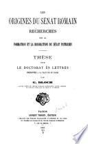 Les origines du Sénat romain