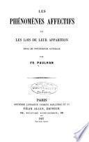 Les phénomènes affectifs et les lois de leur apparition