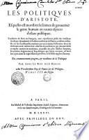 Les Politiques d'Aristote... Traduittes de Grec en François... Par Loys Le Roy dict Regius...