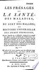 Les présages de la santé, des maladies et du sort des maladies...