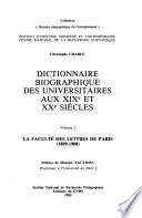 Les professeurs de la Faculté des Lettres de Paris