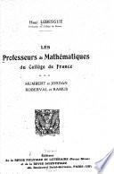 Les professeurs de mathématiques du Collège de France