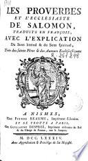 Les proverbes et l'ecclésiaste de Salomon