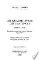 Les Quatre Livres des Sentences - Premier livre