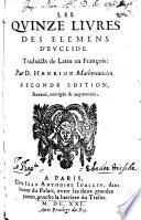 Les quinze livres des Elemens d'Euclide