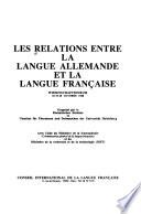 Les relations entre la langue allemande et la langue française