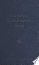 Les relations franco-allemandes, 1933-1939