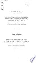 Les responsabilités qui incombent à la Société des nations en vertu de l'article 22 (mandats)