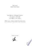 Les revues littéraires belges de langue française de 1830 à nos jours