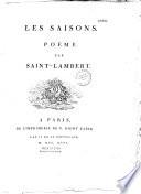 Les saisons, poème, par Saint-Lambert