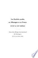 Les sociétés rurales en Allemagne et en France, XVIIIe et XIXe siècles
