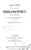 Les vies des plus illustres philosophes de l'antiquité