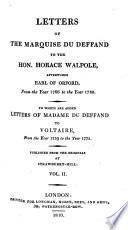 Letters of the Marquise Du Deffand to the Hon. Horace Walpole