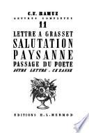 Lettre à Bernard Grasset. Salutation paysanne. Passage du poète. Lettre. L'exemple de Cézanne