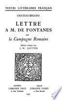 Lettre à M. de Fontanes sur la Campagne Romaine