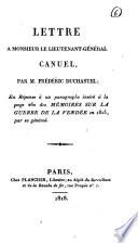 Lettre à monsieur le lieutenant-général Canuel, par M. Frédéric Duchastel