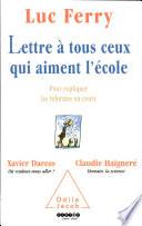 Lettre à tous ceux qui aiment l'école