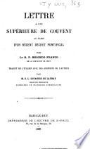 Lettre a une superieure de couvent au sujet d'un récent décret pontifical