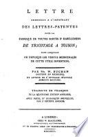 Lettre addressee a l'impetrant des lettrespatentes pour la fabrique de toutes sortes d'habillemens de tricotage a toison