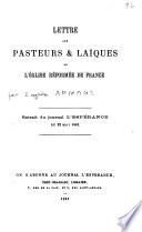 Lettre aux pasteurs & laïques de l'Eglise réformée de France