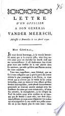 Lettre D'Un Officier A Son Général Vander Meersch