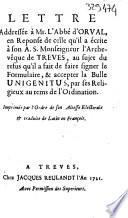 Lettre d'un président du Parlement de Paris à Mr Joly de Fleury