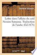 Lettre Dans l'Affaire Du Caïd Nessim Samama. Traduction de l'Arabe