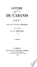 Lettre (posthume et inédite) de Cabanis à M. F.