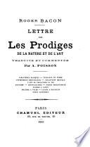 Lettre sur les prodiges de la nature et de l'art