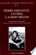 Lettres à Albert Béguin