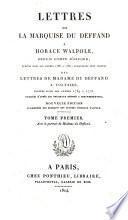 Lettres ... à Horace Walpole ... auxquelles sont jointes des lettres à Voltaire