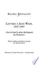 Lettres à Jean Wahl, 1937-1947