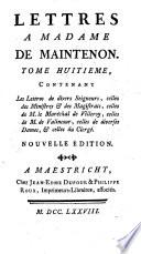 Lettres A Madame De Maintenon