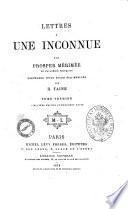 Lettres à une inconnue par Prosper Mérimée