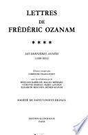Lettres de Frédéric Ozanam: Les dernières années, 1850-1853. ́Edition critique par Christine Franconnet