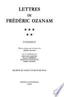 Lettres de Frédéric Ozanam ...: Supplément et tables