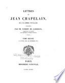 Lettres de Jean Chapelain de l'Académie française